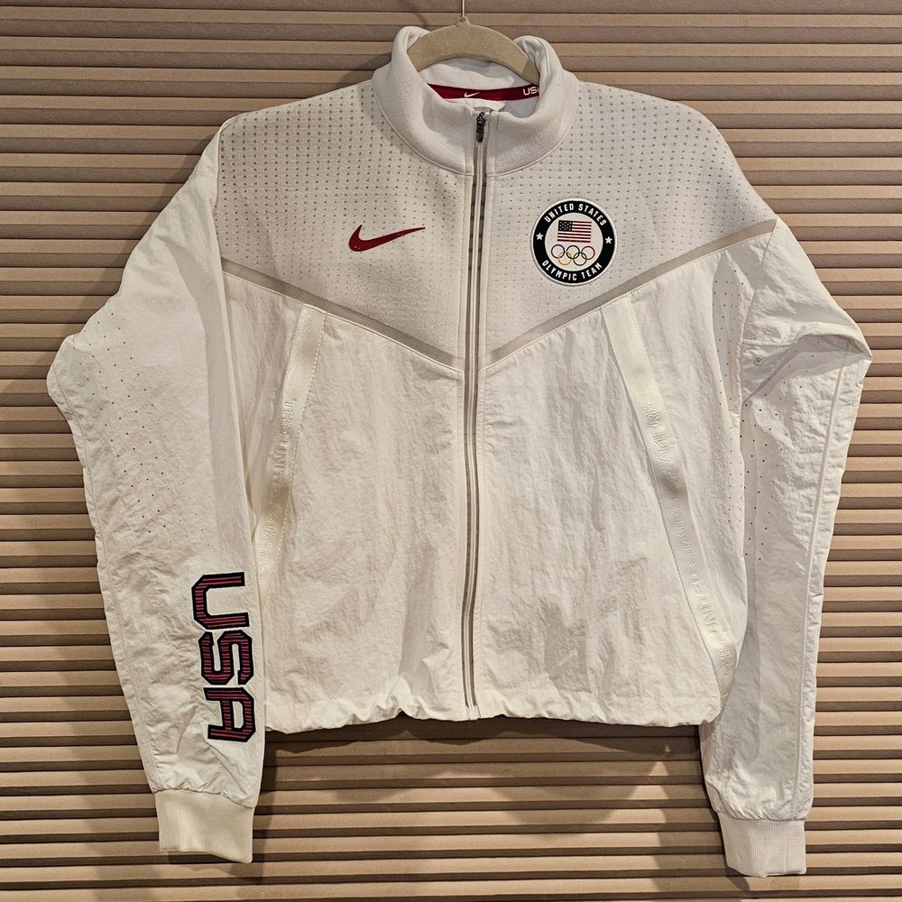 Nike Team USA Tokyo 2020 Olympics Windrunner Jacket White CK4604-100 Womens XS
